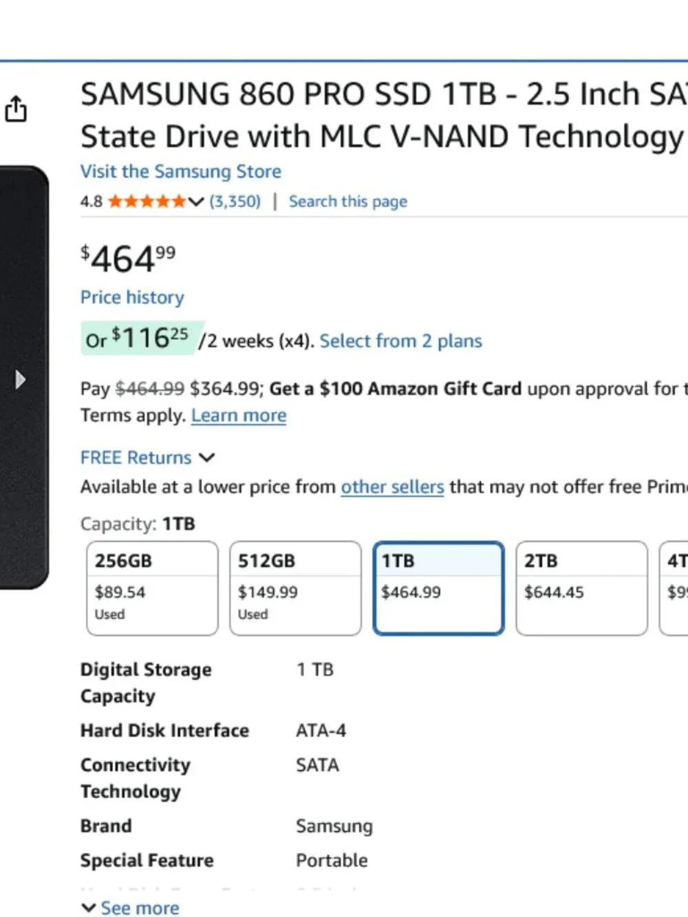 SAMSUNG 860 PRO SSD 1TB - 2.5 Inch SATA III Intern Solid State Drrive
